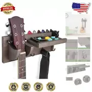 Patented Wooden Guitar Mount with Vintage Hooks & Easy Assembly – Rustic Charm