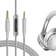 Geekria Audio Cable with Mic Compatible with Bose QuietComfort SE, QC45, QC35II, QC35, QC25, 700 Cable, 2.5mm Replacement Stereo Cord with Inline Microphone and Volume Control (4 ft / 1.2 m)