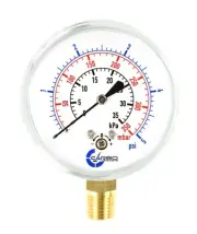 2-1/2" Capsule Diaphragm Pressure Gauge 5 PSI 1/4" NPT Low Mnt, Adjustable Zero
