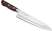 Yoshihiro Cutlery Hammered Damascus Gyuto Knife 7'' (180mm) Mahogany Wood Handle
