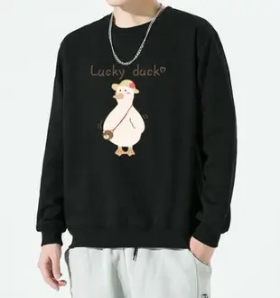 FINDSENSE X 2022 街頭時尚 男士 lucky duck卡通小鴨圖案印花 圓領T恤 長袖外套 圖案T恤