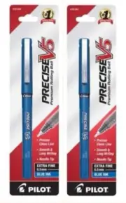 Pilot Lot/2 Precise V5 Rolling Ball Pen 0.5mm X-Fine Blue Office School Home