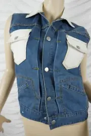 ONE TEASPOON blue denim Starstruck Johnny sleeveless vest jacket size S BNWT