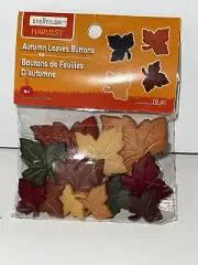 Autumn Harvest Leaves Buttons Craft Sewing 10 Buttons New In Package