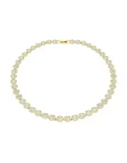 [Swarovski] Round Cut Plated Una Angelic Tennis Necklace in White/Gold-Tone