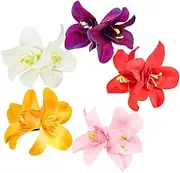 Bohemian Flower Hairpin, Artificial Tropical Flower Hair Clip for Seaside Holiday, Bridal Hair Accessories, 5 Colors Hawaiian Hibiscus Flower Orchid Hairpin for Women and Girls