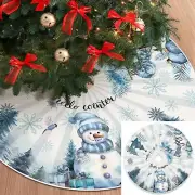 48 Inch Winter Tree Skirt Winter Snowman Joy Snowflake Winter Tree Collar Whi...