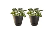 2x Northcote Pottery Leonard 31x27cm Self Watering Plant Pot Garden Decor Black