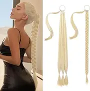 PHOCAS Blonde Ponytail Hair Extension Long Ponytail Extension Natural Soft Blonde Hair Extensions 32'' Synthetic Hairpiece for Women (Blond)