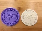 HAPPY 100th BIRTHDAY Cookie Embosser 100 One Hundred Fondant Stamp