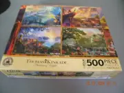 DISNEY THOMAS KINKADE PUZZLE SET - FOUR 500 PIECE PUZZLES - LION KING/PETER PAN+