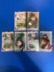 RARE SET McDonalds Beanie Baby Steg, Bronty, and Rex (FULL SET) With TAG ERRORS