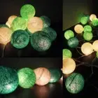 50 Ball Green Mix LONG 5m String Light Battery Box 5cm Cotton Ball Christmas Bir
