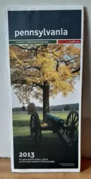 2013 Pennsylvania Official Highway Map Gettysburg Battlefield