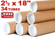 2.5 x 18" Kraft Tubes Poster Document Graphics Mailing Shipping Packing Tube 34p