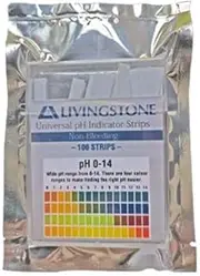 Livingstone Universal pH Indicator Strips Litmus Paper, pH 0 to 14 with Colour Chart, Non Bleeding, Biodegradable, 100 Tests/Pack