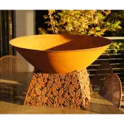 Fire Bowl + Base Pit Metal Steel Rustic Free Standing Outdoor Garden Decor