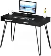 40 Black Computer Desk with Drawer & Hairpin Leg