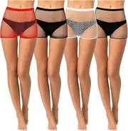 [WQOTHHZR] 4 Pcs Women Fishnet Shorts Fishnet