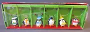 Pier 1 Imports Set of 6 Christmas Penguins Art Glass Wine Charms NEW IN BOX