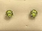 Peridot Natural Stud Earrings 14k White Gold 2Ct