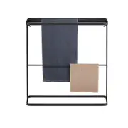 2-Tier Black Towel Rack Rail Freestanding Holder Bathroom Organizer Laundry Drying Bar