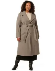 [Forever New Curve] Rowan Single Breasted Wrap Coat in Grey