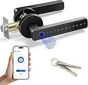 AILRINNI 4-in-1 Smart Lock - Fingerprint Keyless Entry Door Handle with Key, Keyless Entry Door Lock, Code Locks Door Lock for Home, Office, Hotel(APP Smart Management), Waterproof, Keypad Door Knob