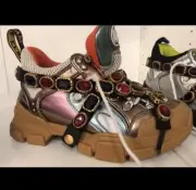 BNIB Authentic Gucci Flashtrek Sneakers Embellished Jewels 7 37