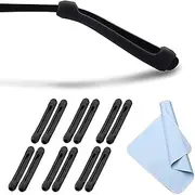 XIANEWS Silicone Eyeglasses Temple Tips Sleeve Retainer,Anti-Slip Elastic Comfort Glasses Retainers For Spectacle Sunglasses Reading Glasses Eyewear (Black - 6 pairs) (Black)