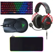 HyperX Cloud Alpha Headset + Razer Viper Mouse & Ajazz Keyboard + RGB MousePad