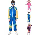 Kids Boy Girl 80s Shell Suit Fancy Dress 1980s Costume Tracksuits Set Hip-Hop AU