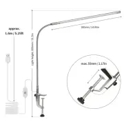 H USB Clip-on Desk Lamp White Lighting Touching Control Dimmable LEDs Reading