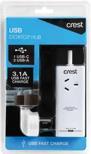 Crest Desktop Power Hub 1 Socket 3 USB