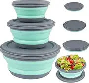 WADY Camping Bowl, Collapsible Bowl with Lid Food Storage Outdoor Tableware Folding Lunch Box Portable Salad Bowl for Outdoor Travel Camping Hiking (Blue)