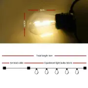 14m LED Festoon String Lights Christmas Decorations Wedding Party Outdoor Garden