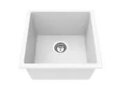 432*432*246mm Matte White Single Bowl Quartz Undermount Kitchen Sink