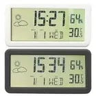 Desk Digital Time Calendar Weather Snooze Alarm Clock Hygrometer