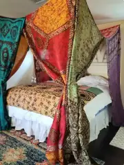 Boho Sari Tent Canopy – Vintage Indian Sari Bed Tent for Bohemian Bedroom Style