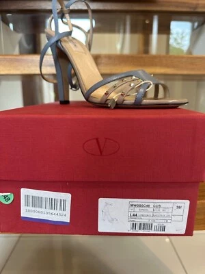 VALENTINO Blue Taupe Studded Sandel Shoe - Size 38 UK 5 NEW BOXED