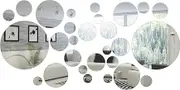 Shappy 32 Pieces Round Circle Mirror Setting Wall Sticker Decal Home Decoration