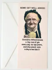 Vintage Hallmark Contemporary Card Stoned Grandma Get Well Gin Drunk