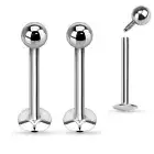 Pair Internal Threaded Surgical Steel Tragus Lip Piercing Labret Stud Ring 14g
