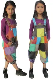 Cotton Jumpsuit Kids Patchwork Girls Colorful Light Hippie Bohemian Dungarees