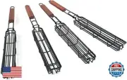 Outset Non-Stick Kabob Grill Basket, Set of 4, 19.5 x 2 x 1.5 Inch, Carbon St