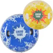 Set of 2 Snow/Water Tubes Inflatable w/ Handles, Heavy Duty Winter Snow Sled