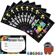 zt.77 16PCS Among Us Invitation Card,Among Us Party Decoration for Birthday Party Invitation and Game Party Idea for Invite Friends Family Classmates,Favor Birthday Party Supplies