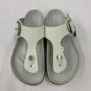 Birkenstock New w/ Box Gizeh Big Buckle White Leather Exquisite Reg Select Size