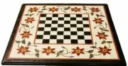 24'' Black Marble Chess Table Top Pietra Dura Inlay Malachite Children Game c5
