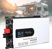 Power Inverter Pure Sine Wave Inverter 8000W, Pure Sine Wave Inverter DC 12V 24V to AC 110V/220V Home Solar Inverter Power Bank Power Converter Adaptor 24V